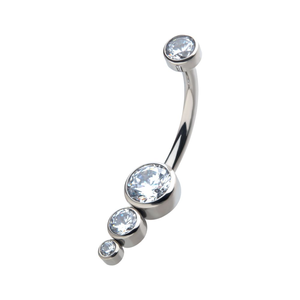 Titanium CZ 3-Drop Cluster Navel