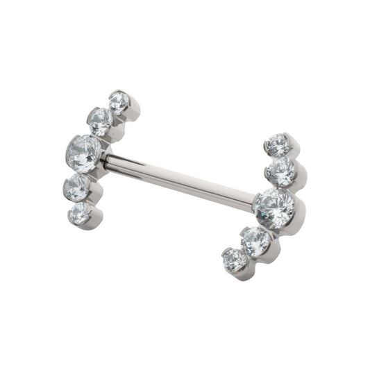 Titanium 5-Cluster End Nipple Barbells - Sold As Pair